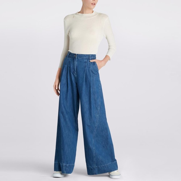 Ulla Johnson Denim Wide-Leg Jeans in Blue - Picture 4 of 15